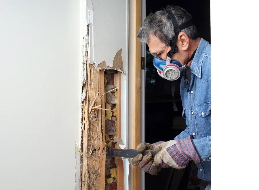 Termite damage to structural wood in an Omaha home